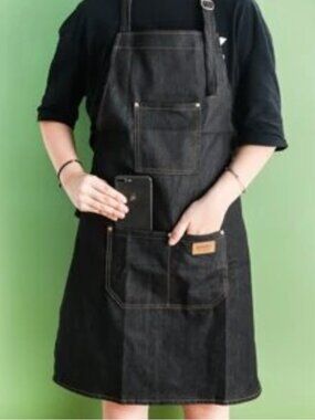 Black Stretch Denim Kitchen/Work Apron